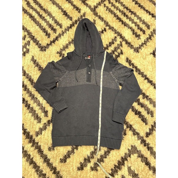 Quicksilver Navy Blue Sweater Hoodie Pullover Men’s Knit Cotton Large Grande L - Picture 1 of 8